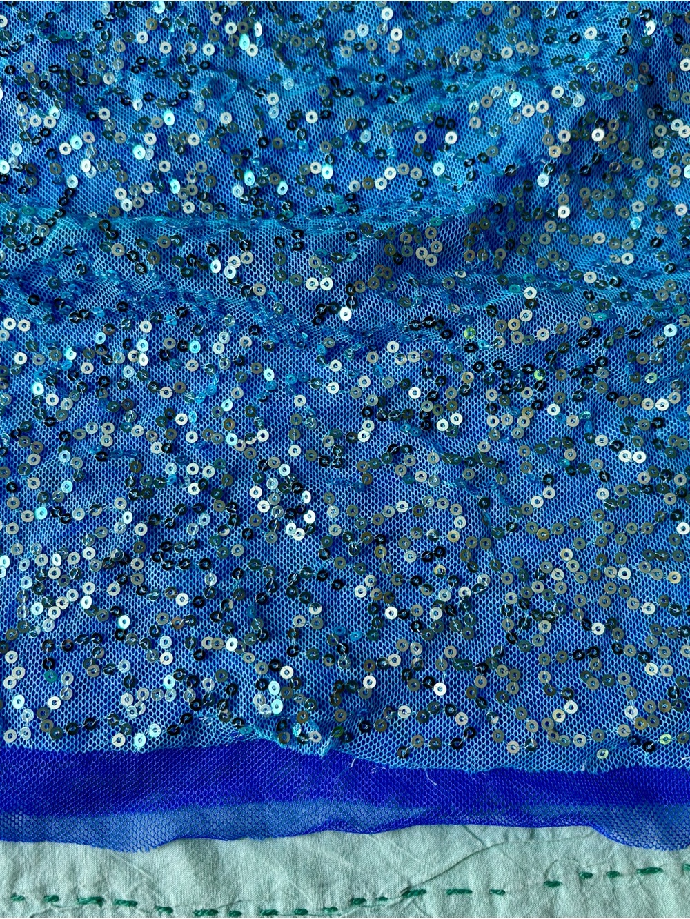 Victoria's Secret Y2K Aqua Blue Sequin Racerback Tunic Tank/Mini Dress Size L - Picture 3 of 4